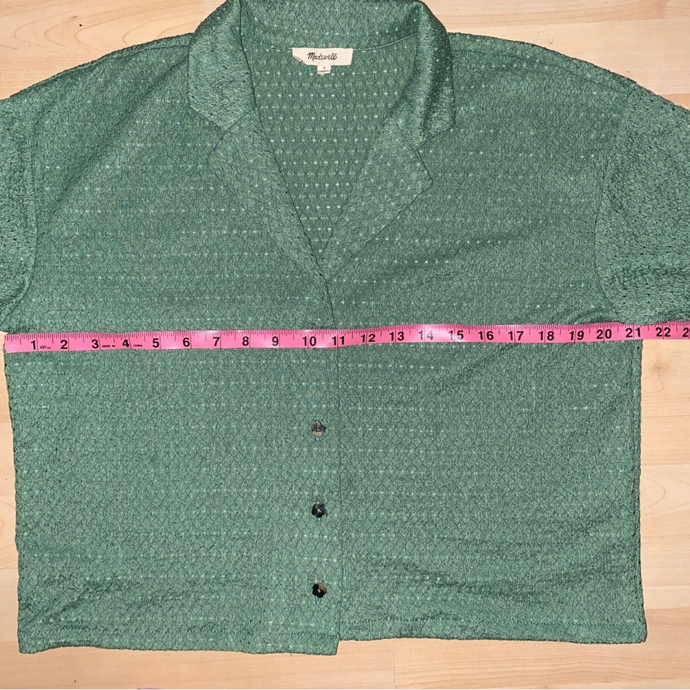 Madewell Utility Button-Up Shirt Women’s Small Cropped Olive Green Boxy Blouse - Picture 4 of 6
